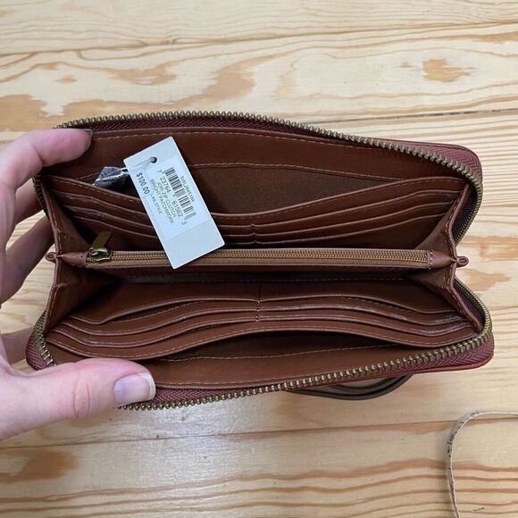 New‎ Fossil Patchwork Zip Around Wallet Clutch Leather RFID Blocker Slots Purse - Picture 5 of 9
